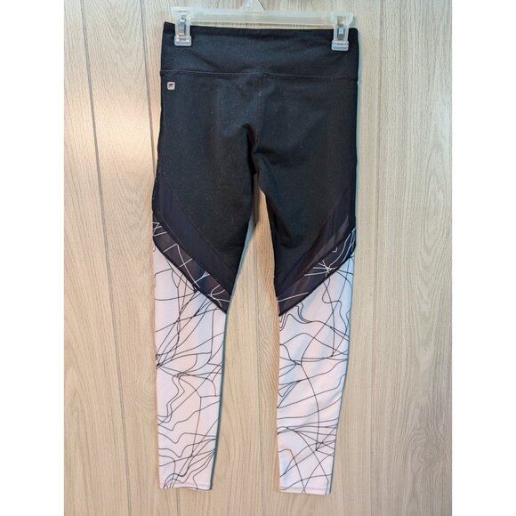 Fabletics High-Rise Mesh Powehold Crop Leggings Abstract Print Black/White XS - Picture 4 of 10